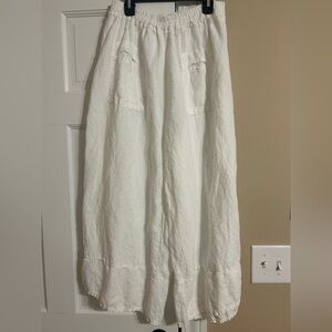 Saga made in Italy Linen Chic White Wide Leg Pants